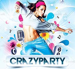 疯狂派对海报/传单PSD模板：Crazy Party Flyer Poster